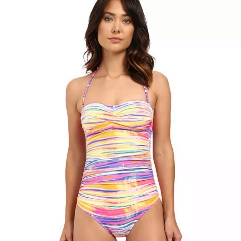 Ralph Lauren Tie Dye Ruched Swimsuit